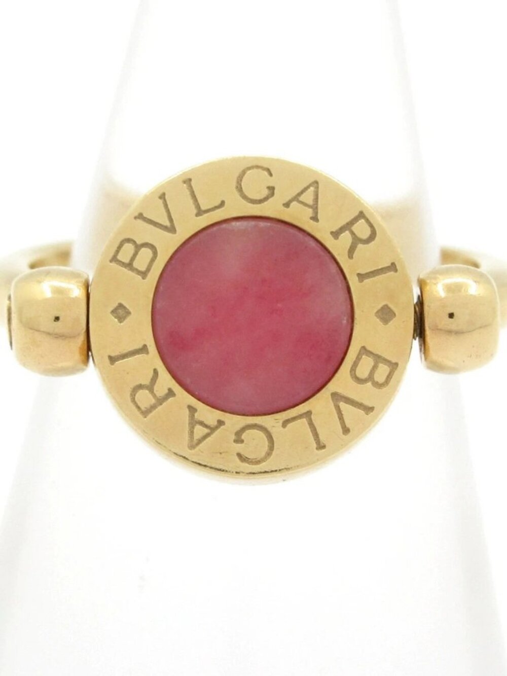 BVLGARI Flip ring - 18K Yellow Gold Coral Green Color Stone